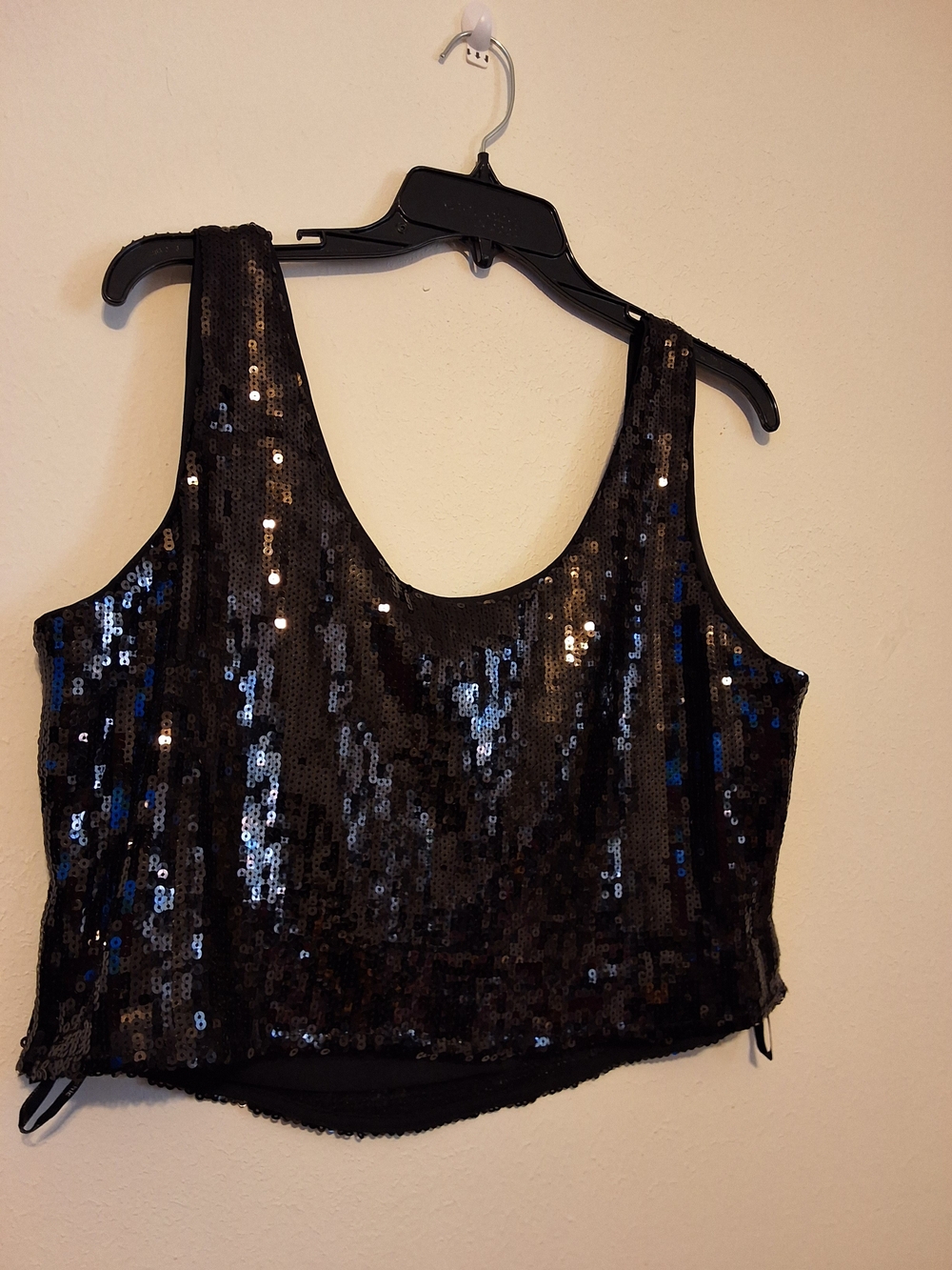 City Chic Black Sequin Crop Tank - Picture 2 of 3